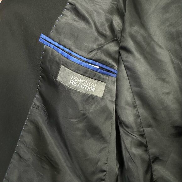 Kenneth Cole Reaction | 40L Black 2 Button Notch Collar Sports Coat Suit Blazer - Picture 8 of 9